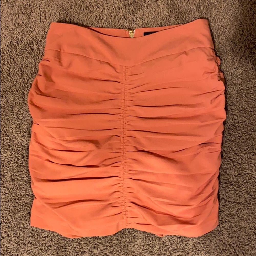 🛍Black Halo Ruched Mini Skirt Zip Orange Small